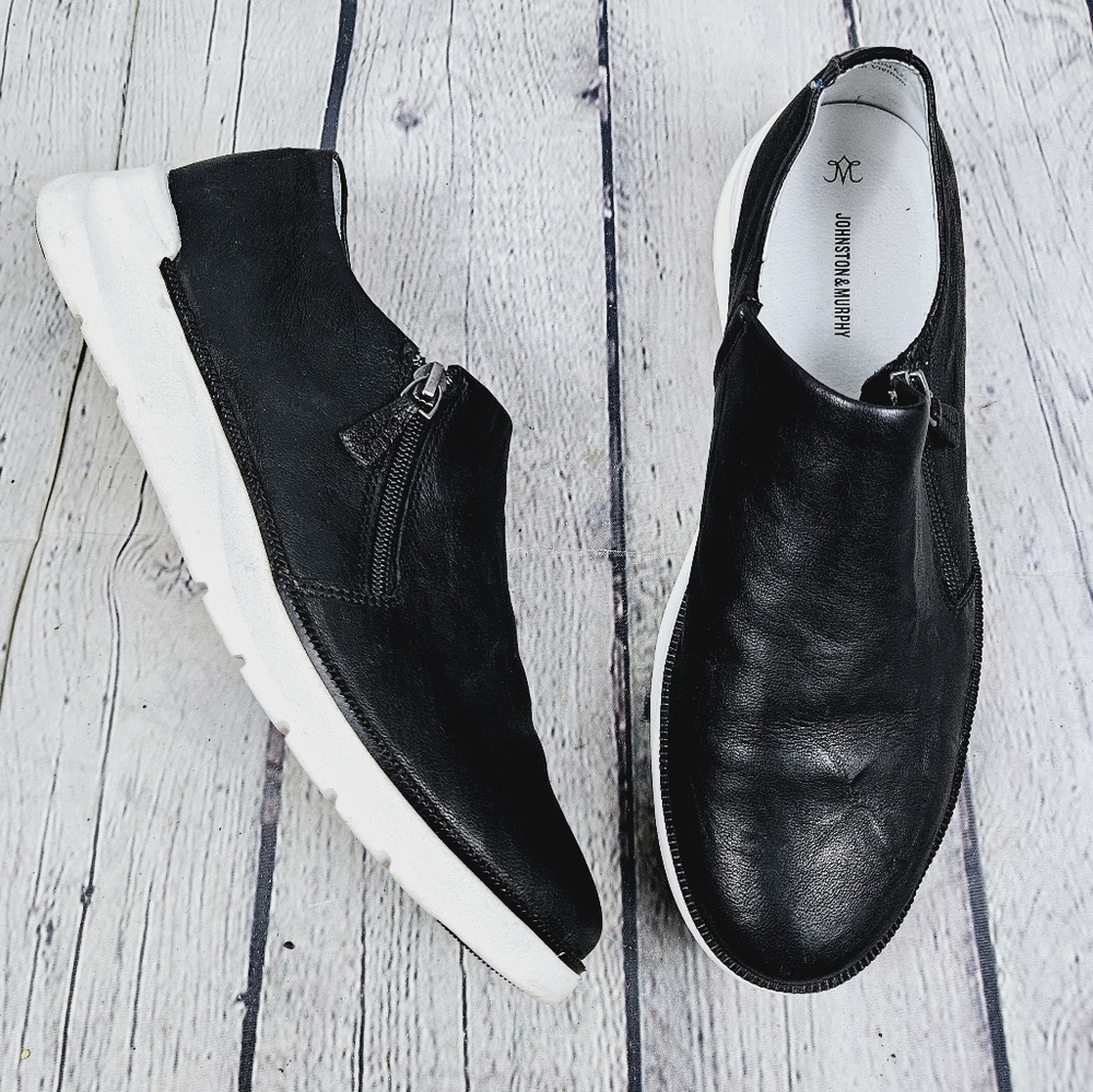 JOHNSTON & MURPHY | Emery zip leather slipon sneakers